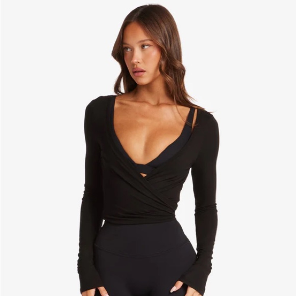 CSB X Isabelle Mathers black ballet wrap top
